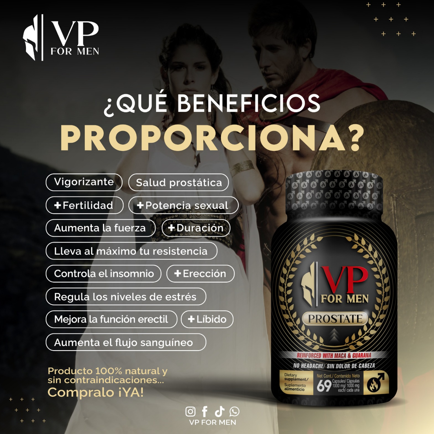 Vigorizante Masculino VP FOR MEN Próstata Sana 69 Cápsulas