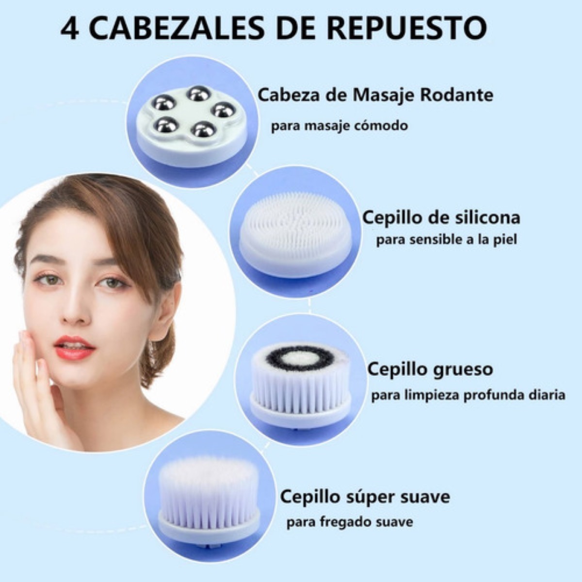 Cepillos Faciales Eléctricos Limpiadora Recargable Masajeado