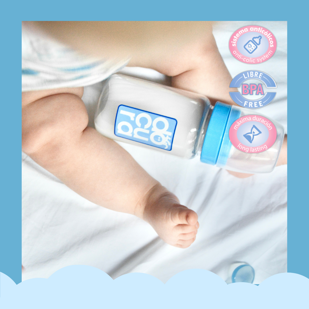 DOCURA - Set Mamilas Boca Ancha De 9 oz/260ml, 3 Piezas, Para + 3 Meses, Biberones Con Flujo Medio De Silicón Líquido, Anticólicos, Libre de BPA, Colores: Amarillo, Rosa, Azul y Naranja