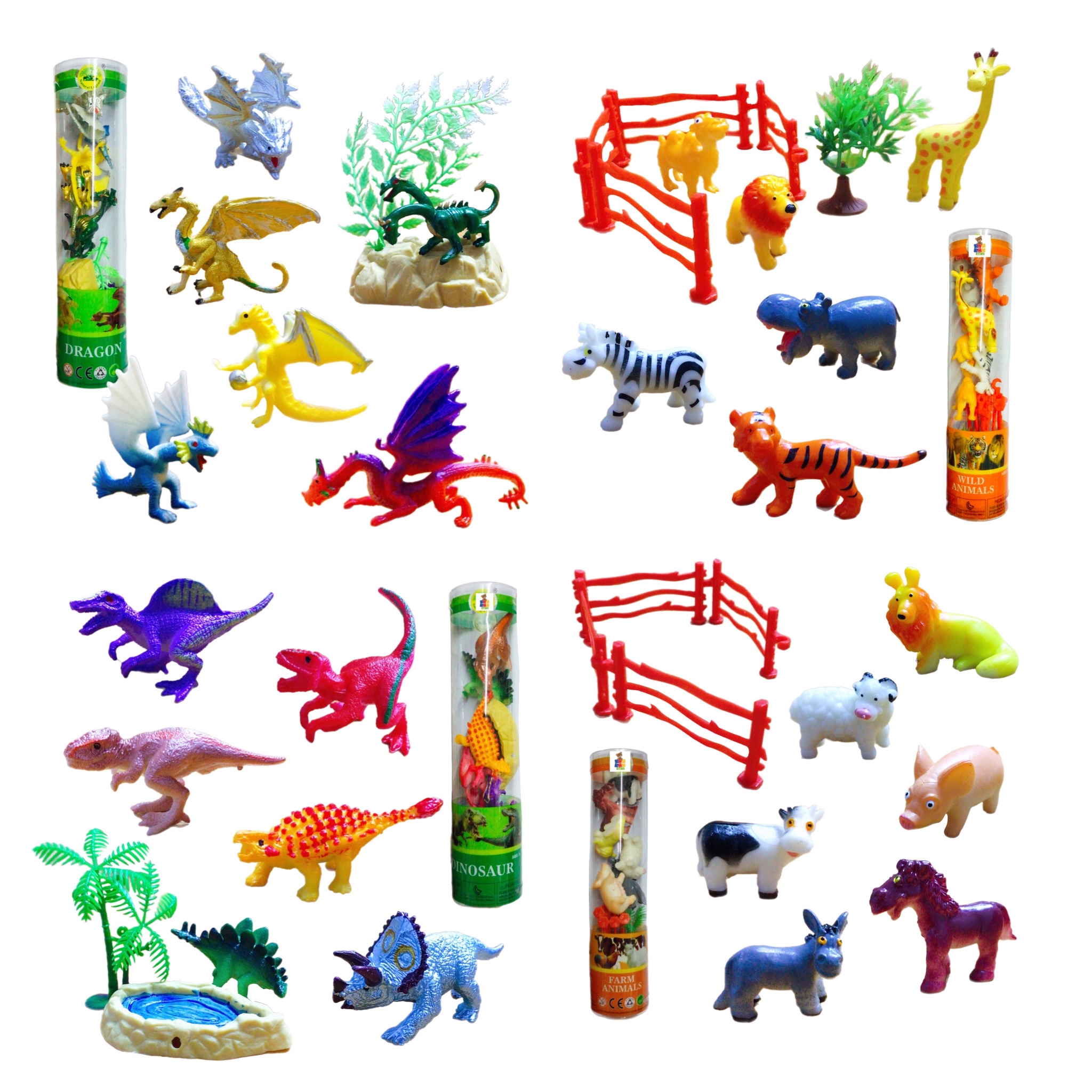 30 Mini Figuras Animales Selva Dragones Juguete De Maqueta