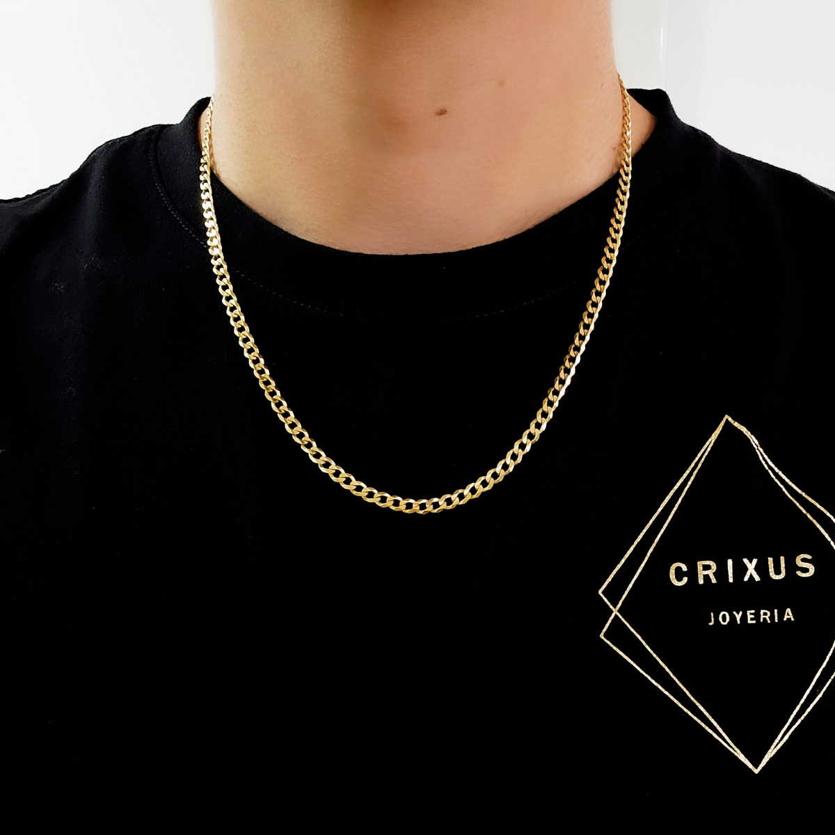 Cadena de oro 10k barbada de hombre. Incluye caja de regalo