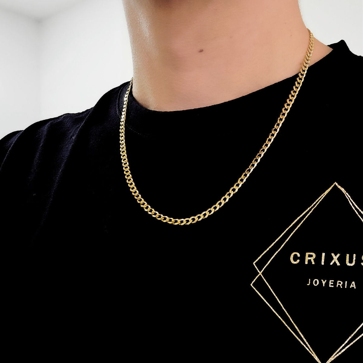 Cadena de oro 10k barbada de hombre. Incluye caja de regalo