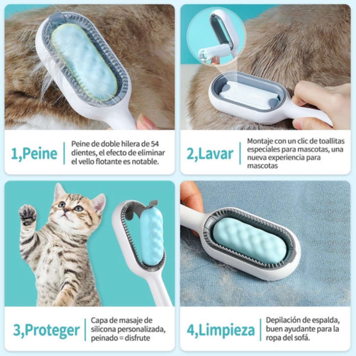 Cepillo Deslanador Pelo Mascota Perro Gato De Aseo Limpieza