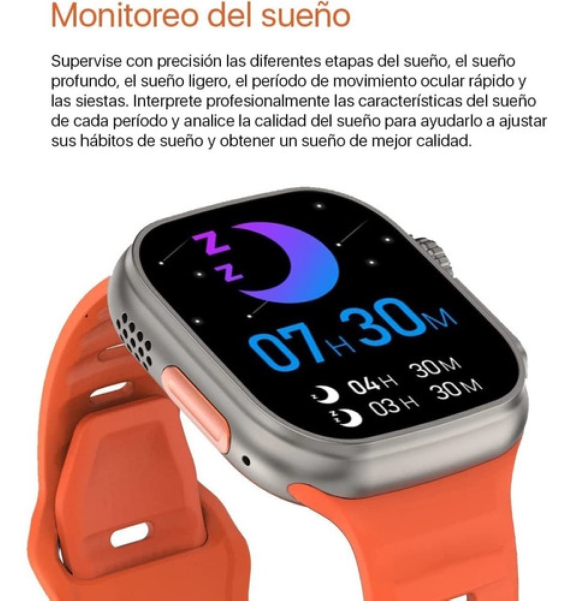 Reloj Inteligente T800 Ultra Smartwatch Carga Inalámbrica NARANJA