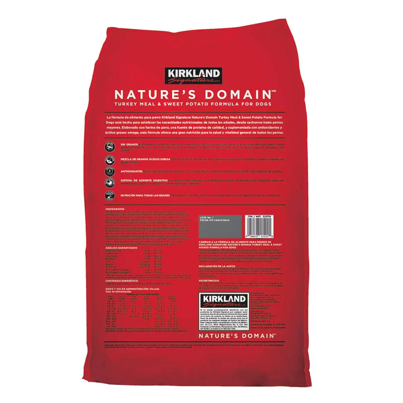 Alimento Kirkland Signature Nature's Domain Para Perro Sabor Pavo Y Camote En Bolsa De 35lb