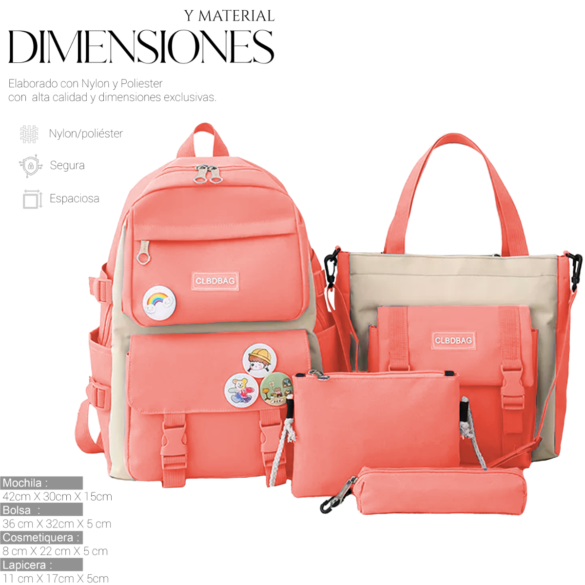 Mochilas Set 4 Pzs Escolar Bolsas Lapicera