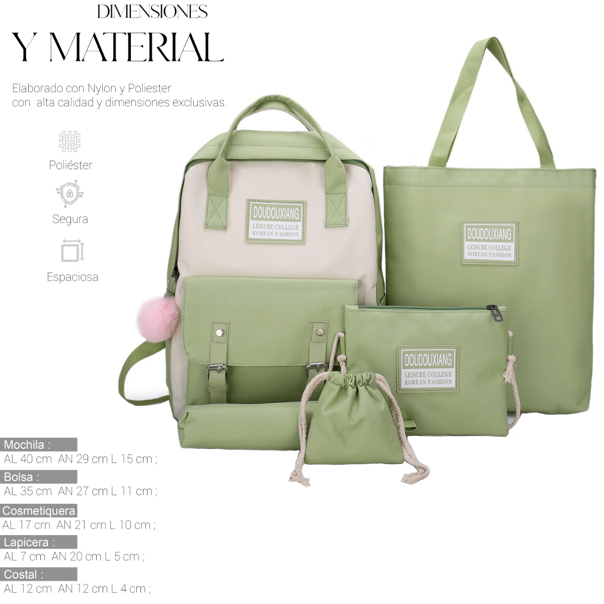 Mochilas Set 5 Pzs Escolar Bolsas Lapicera