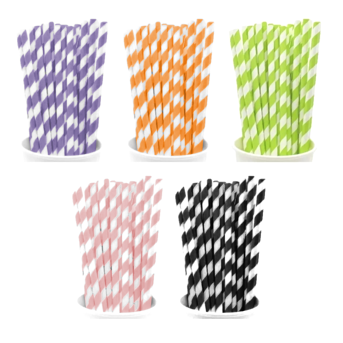 100 Popotes De Papel Biodegradables/ Económicos/ Coloridos Verde