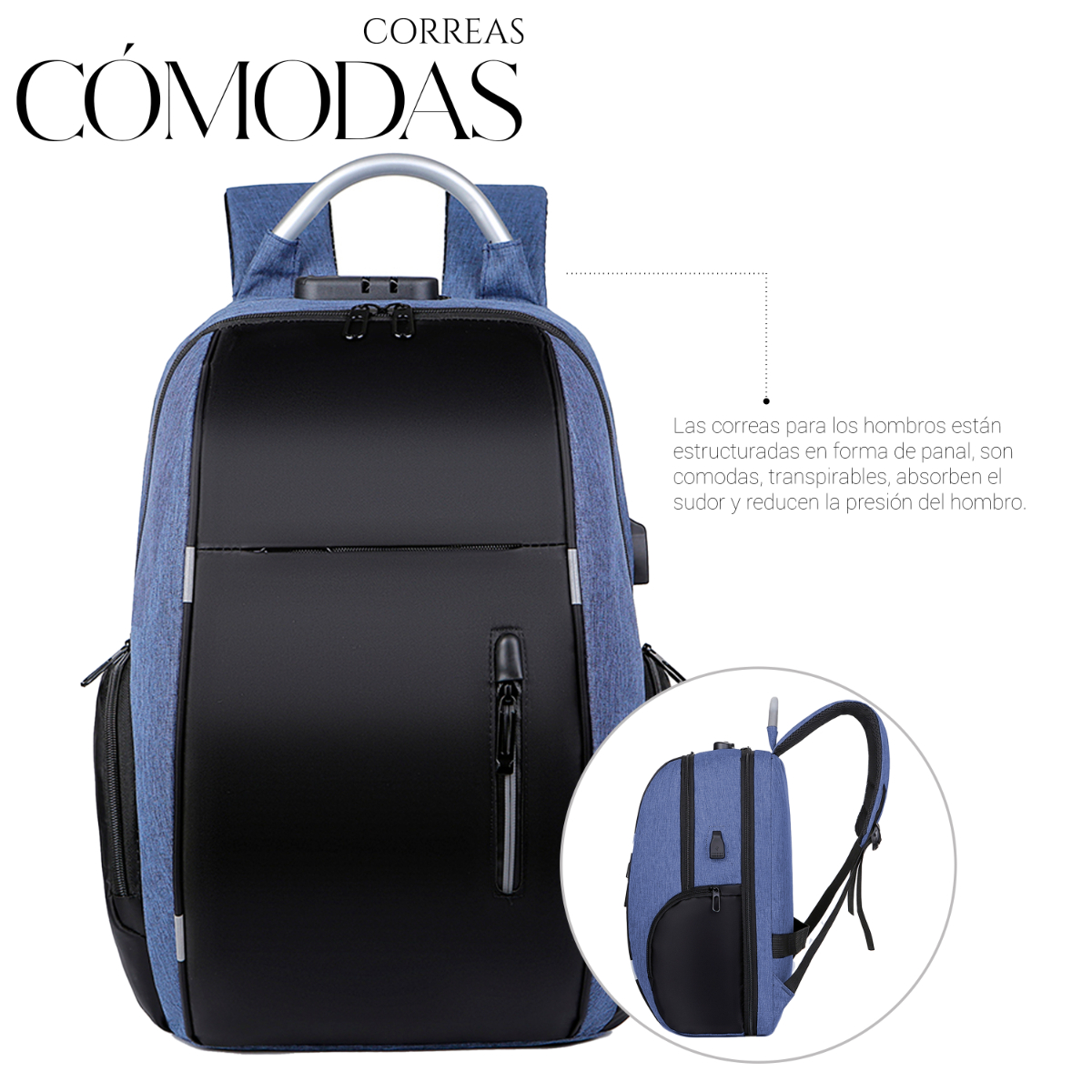 Mochila Antirrobo De Gran Capacidad Con Cargador Usb