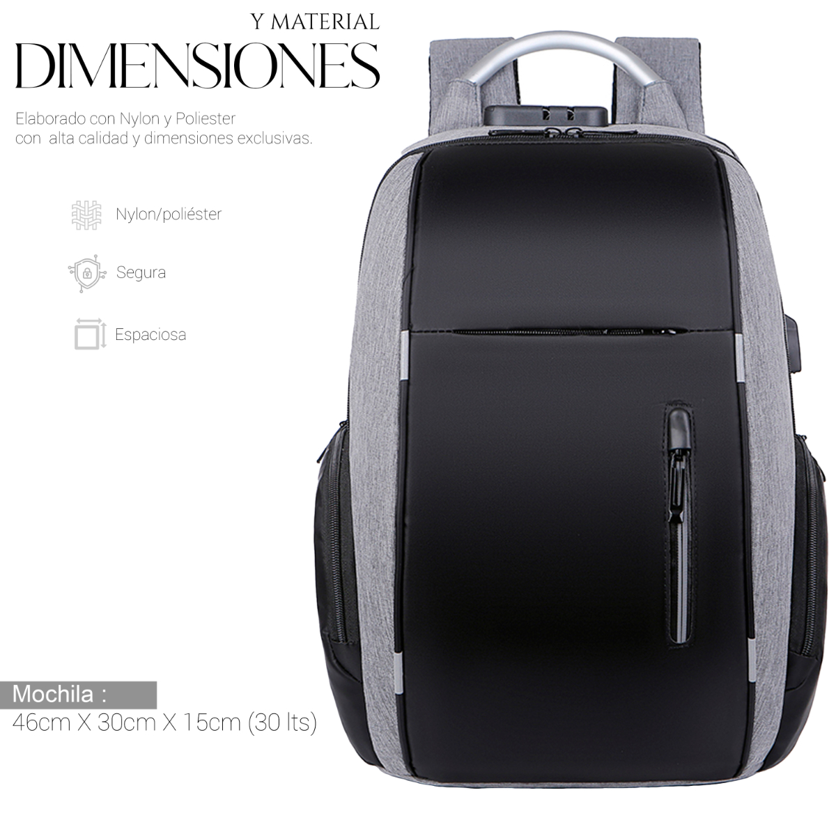 Mochila Antirrobo De Gran Capacidad Con Cargador Usb