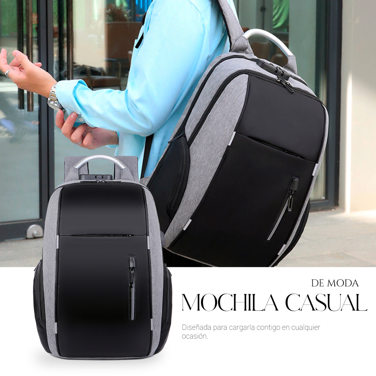 Mochila Antirrobo De Gran Capacidad Con Cargador Usb
