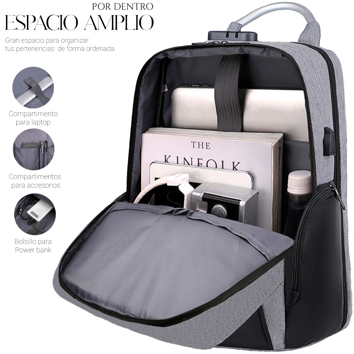 Mochila Antirrobo De Gran Capacidad Con Cargador Usb