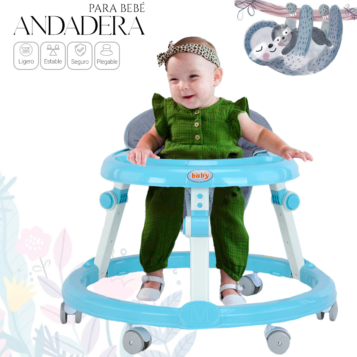 Andador De Bebe Niño Azul Plegable For Children Bebes Altura Ajustable