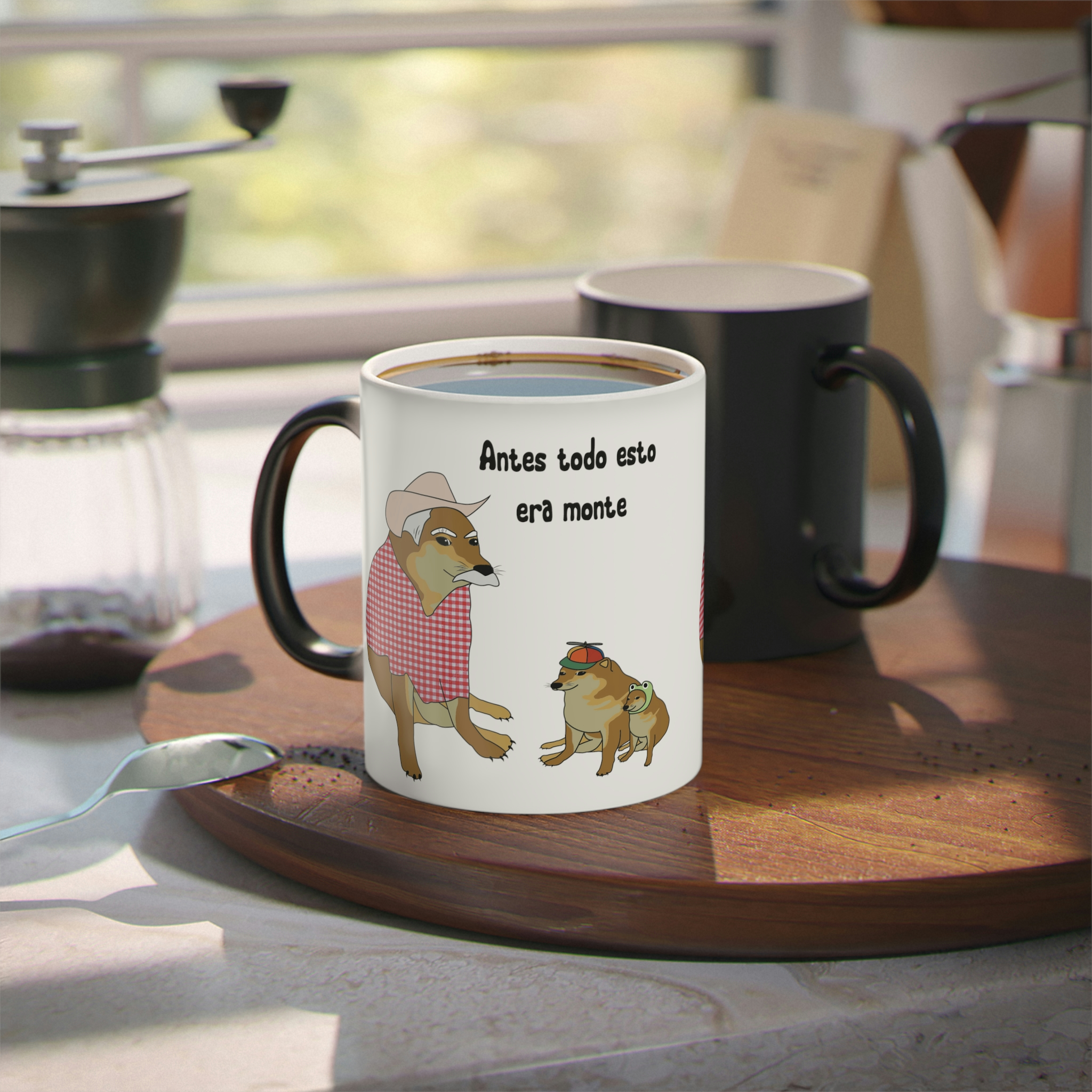 Perro Cheems Abuelo Antes Todo Esto Era Monte | Taza Divertida Memes | Taza Mágica Sensible Al Calor | Apta Para Microondas y Lavavajillas | Transforma tus Mañanas con Nuestras Encantadoras Tazas de Cerámica