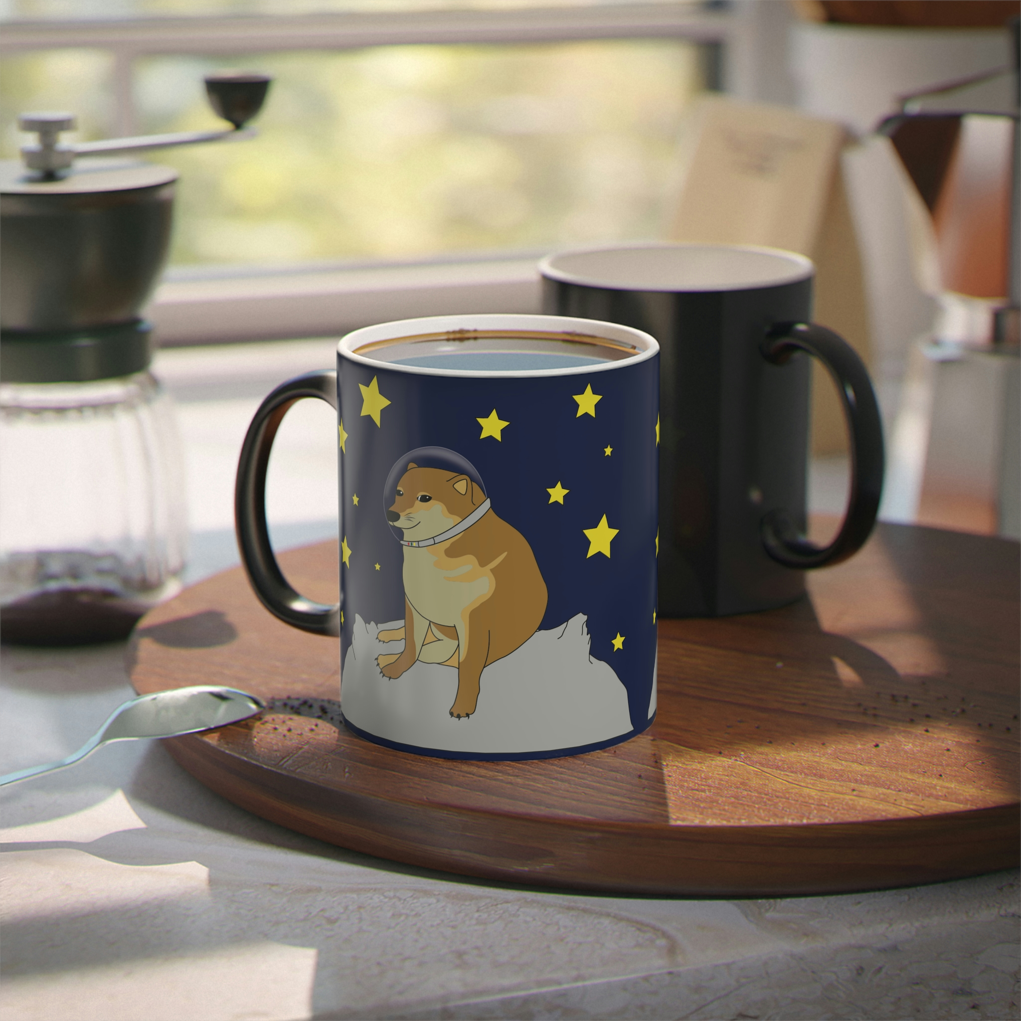 Perro Cheems Astronauta | Taza Divertida Memes | Taza Mágica Sensible Al Calor | Apta Para Microondas y Lavavajillas | Transforma tus Mañanas con Nuestras Encantadoras Tazas de Cerámica