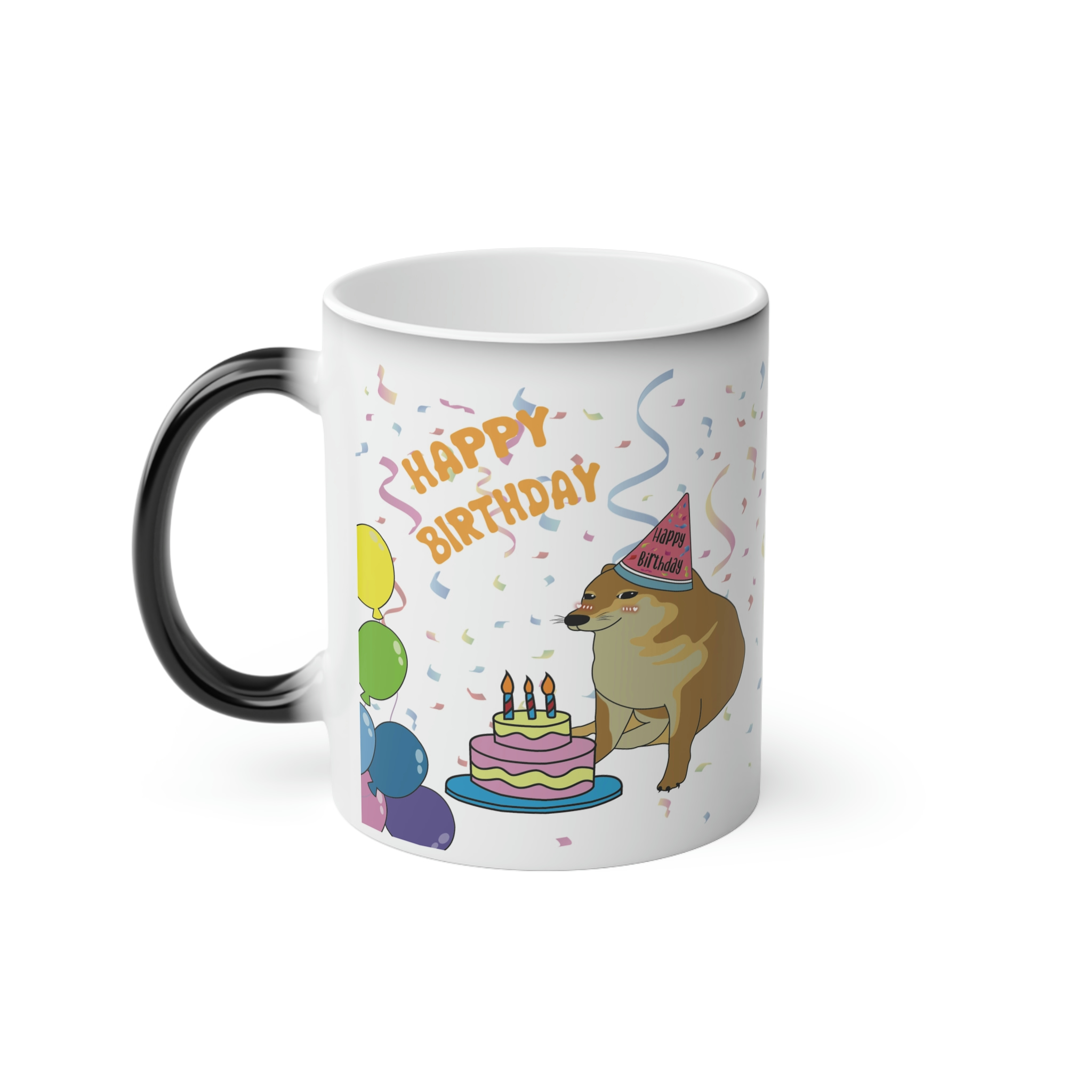 Perro Cheems Felicidades Cumpleaños Happy Birthday | Taza Divertida Memes | Taza Mágica Sensible Al Calor | Apta Para Microondas y Lavavajillas | Transforma tus Mañanas con Nuestras Encantadoras Tazas de Cerámica