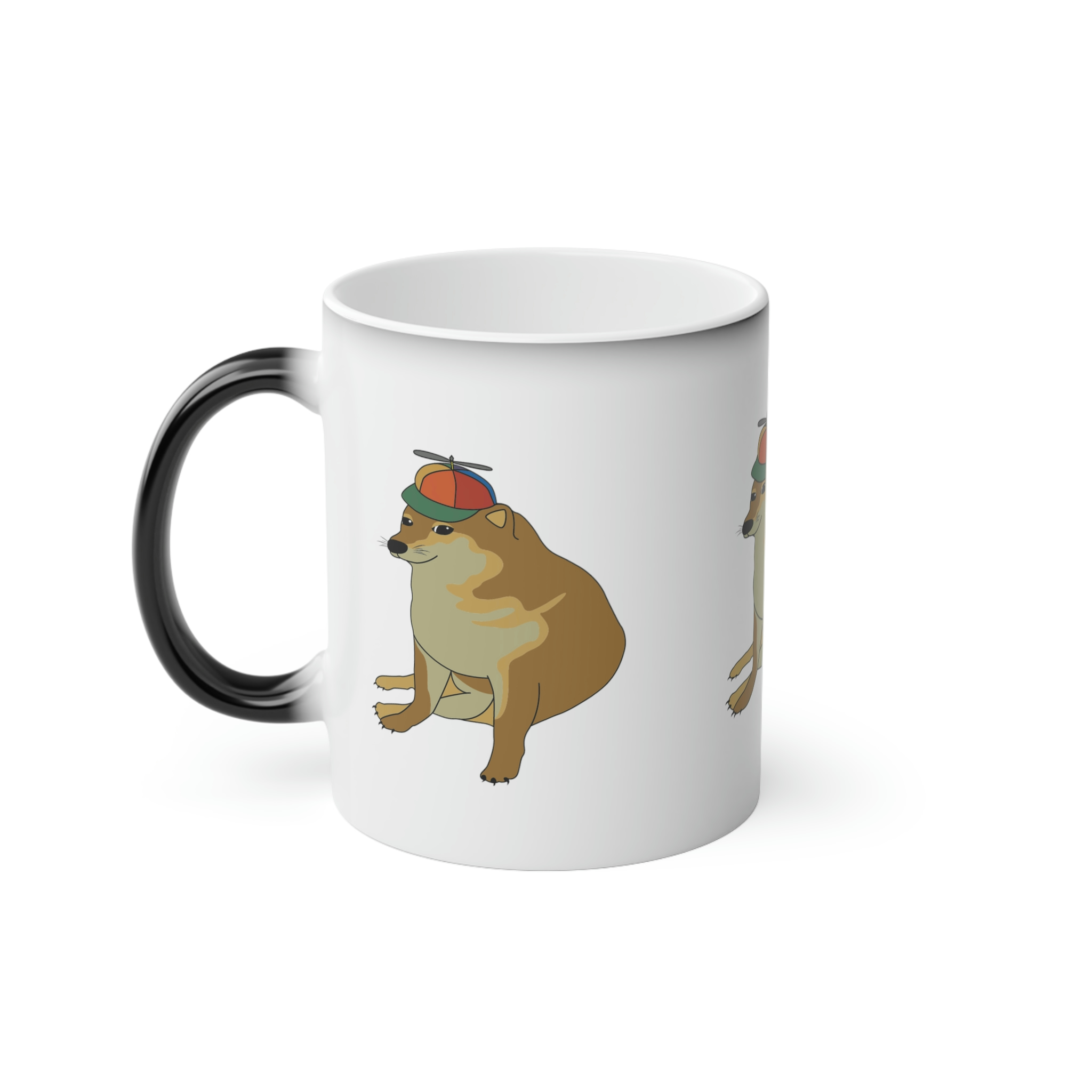 Perro Cheems Gorro Propeller Diferentes Personajes | Taza Divertida Memes | Taza Mágica Sensible Al Calor | Apta Para Microondas y Lavavajillas | Transforma tus Mañanas con Nuestras Encantadoras Tazas de Cerámica