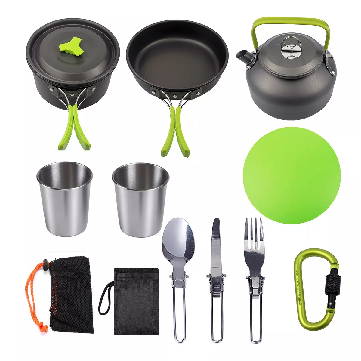 Kit 12 Utensilios Cocina Vajillas Olla Camping Picnic Viaje