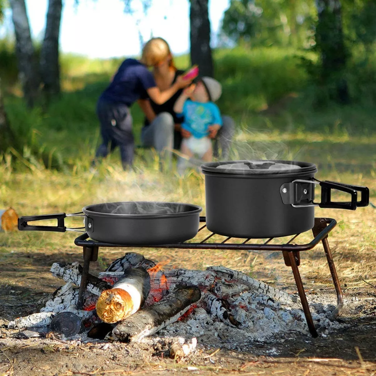 Kit 12 Utensilios Cocina Vajillas Olla Camping Picnic Viaje
