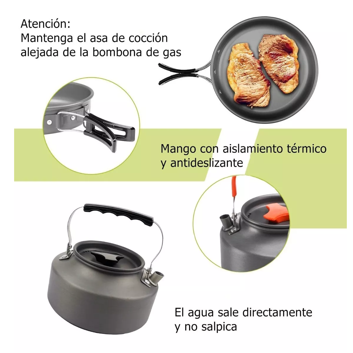 Kit 12 Utensilios Cocina Vajillas Olla Camping Picnic Viaje