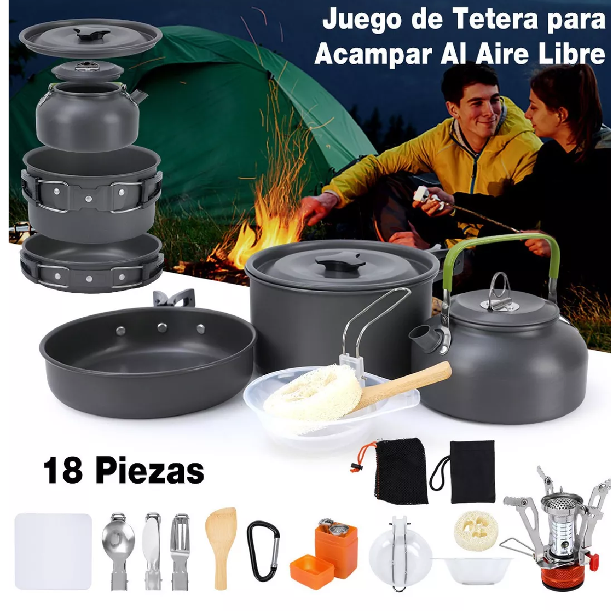 Kit Utensilios De Cocina Para Acampar Acampada Completo
