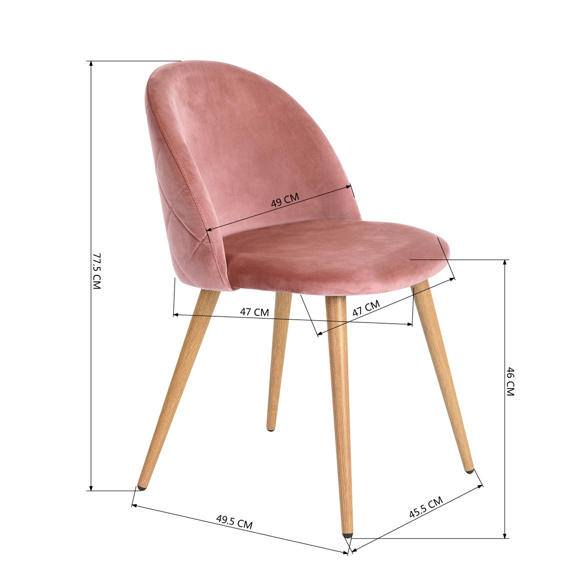 FurnitureR Juego de 2 Sillas de Comedor de Terciopelo Sillas de Ocio Modernas Rosa