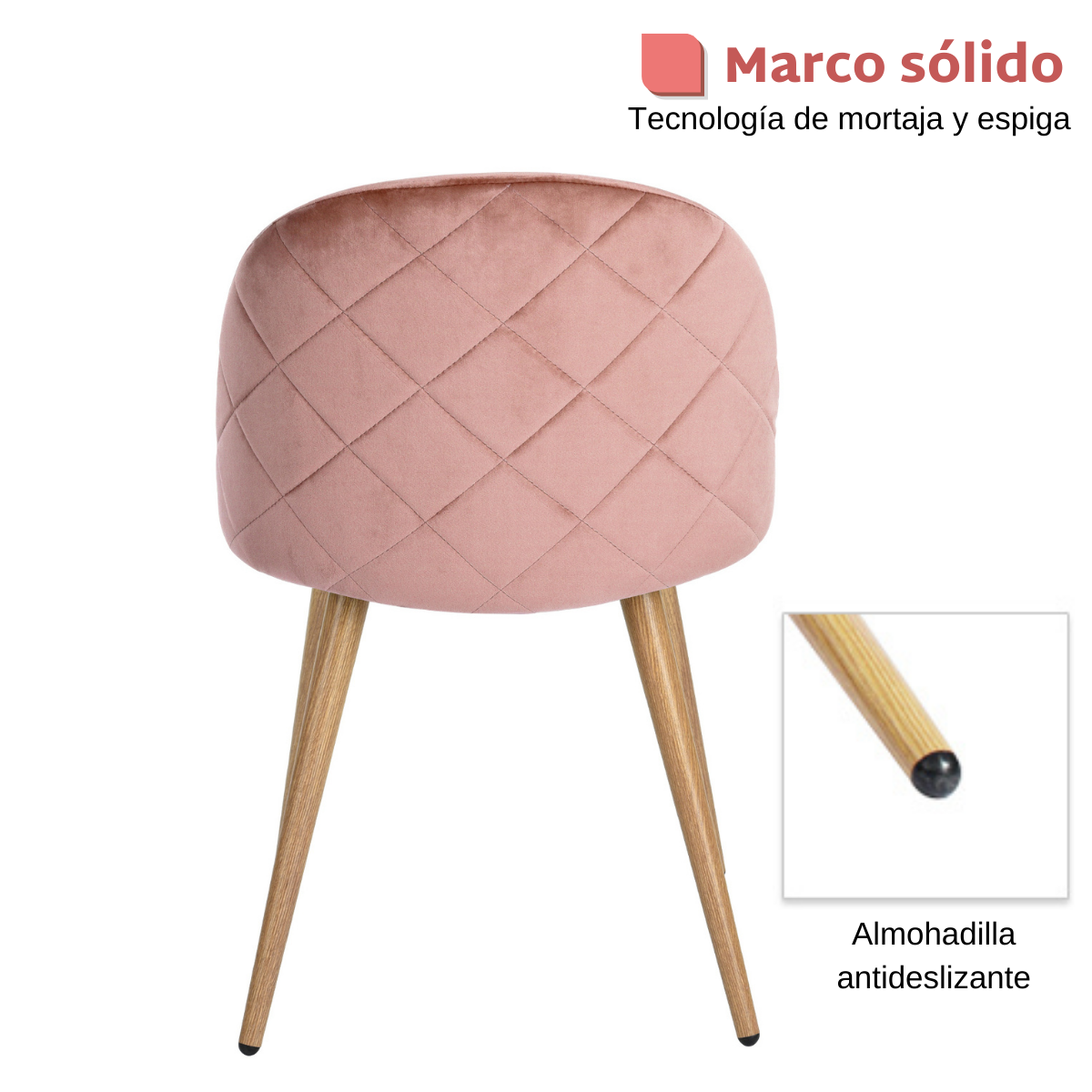 FurnitureR Juego de 2 Sillas de Comedor de Terciopelo Sillas de Ocio Modernas Rosa