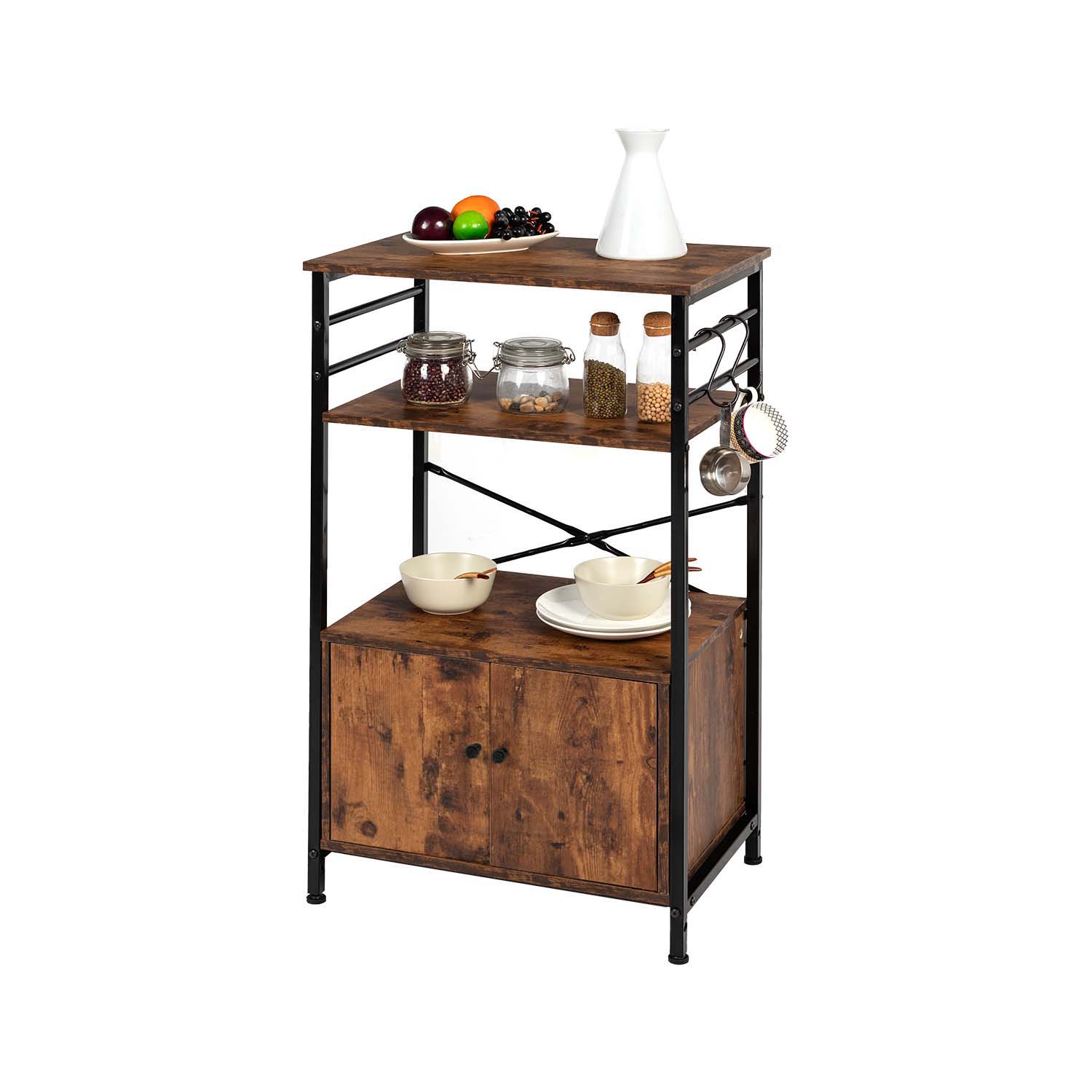 FurnitureR Estantes Organizadores para Cocina con Almacenamiento Soporte para microondas con Marron