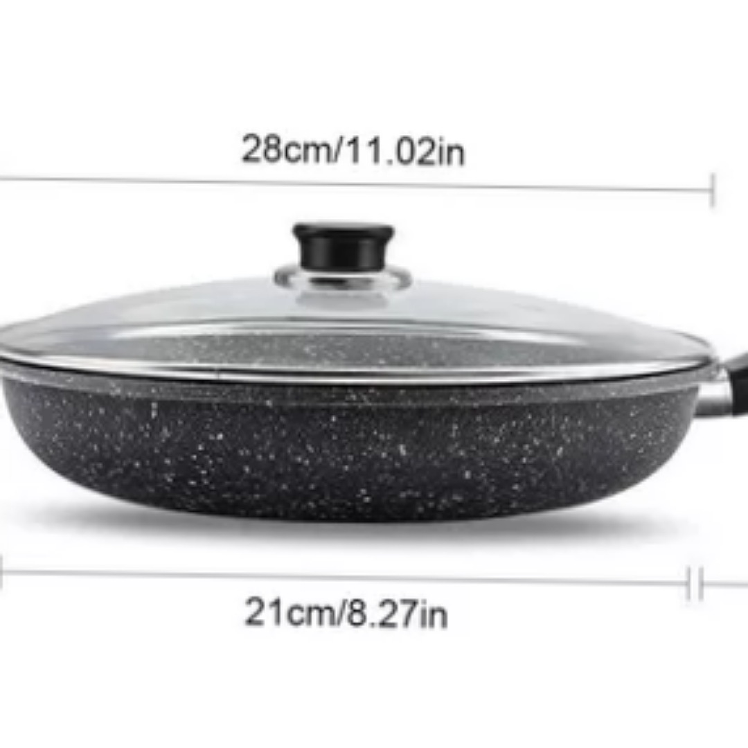 Sartén De Mármol Revestimiento Antiadherente Con Tapa 28cm