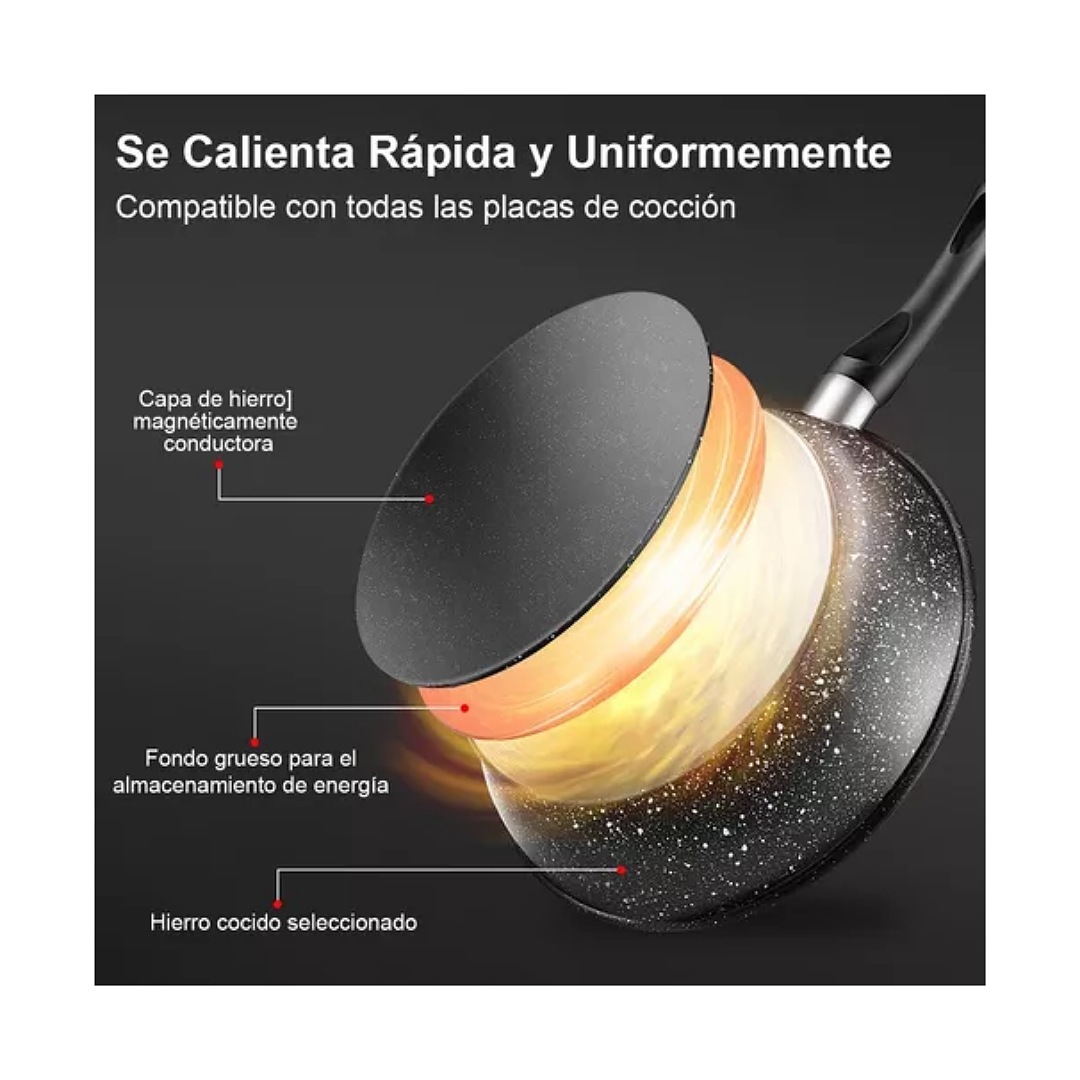 Sartén De Mármol Revestimiento Antiadherente Con Tapa 28cm