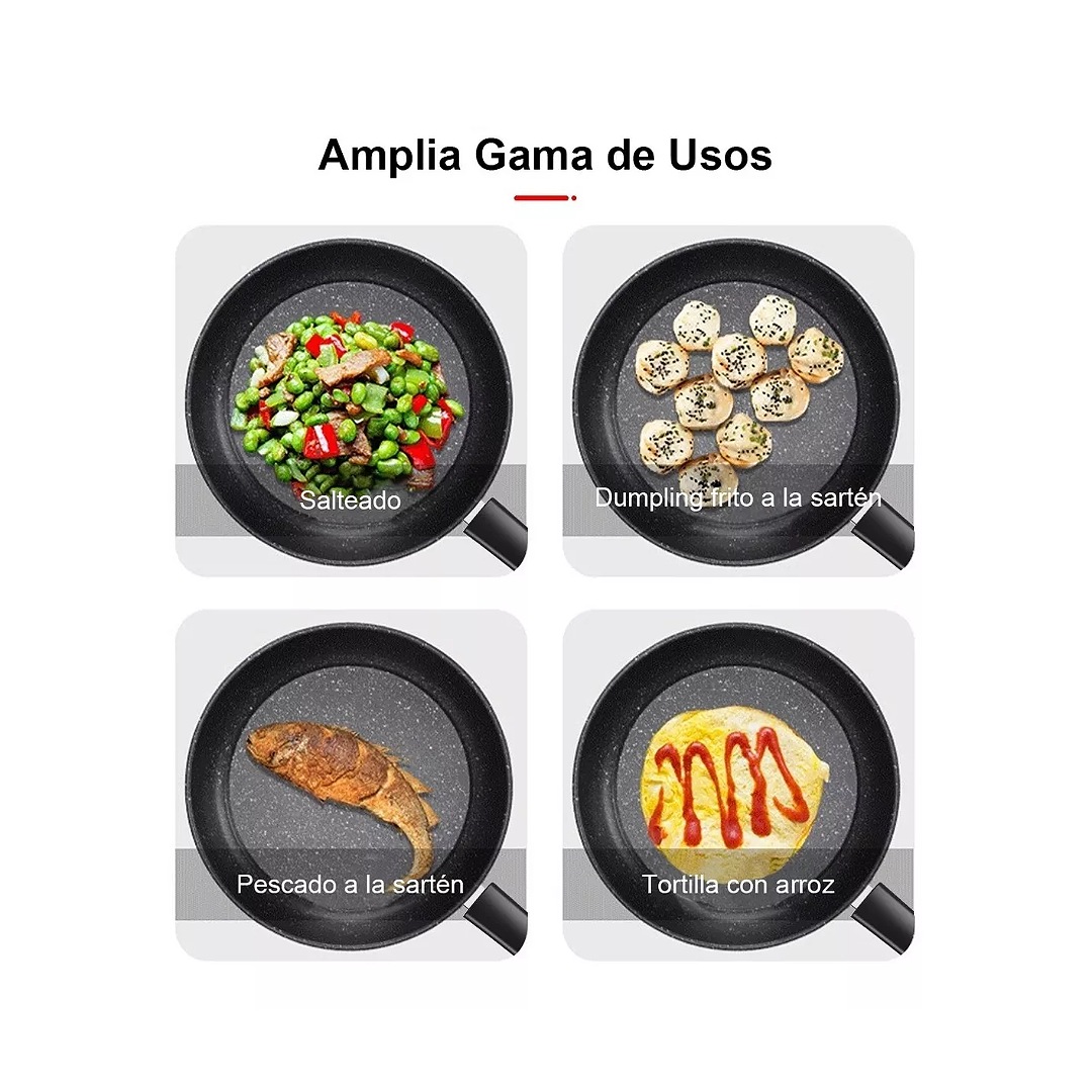 Sartén De Mármol Revestimiento Antiadherente Con Tapa 28cm