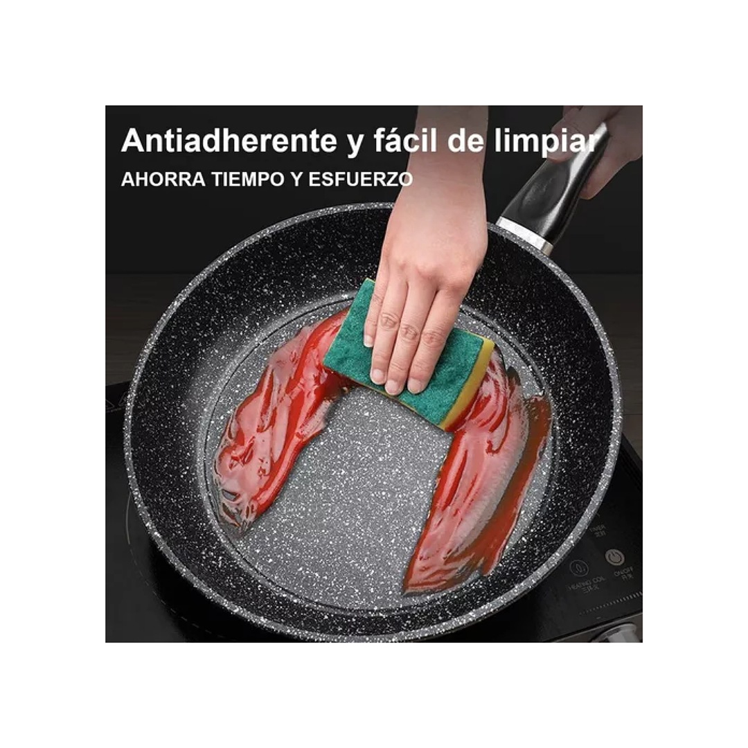 Sartén De Mármol Revestimiento Antiadherente Con Tapa 28cm