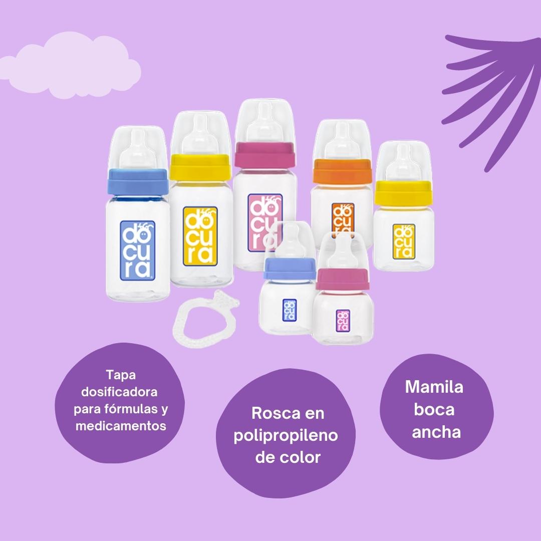 DOCURA  Set Para Recién Nacido Biberones De Boca Ancha 8 Piezas Silicón Líquido Flujo Lento y Medio Anti cólicos Antireflujo Libre de BPA