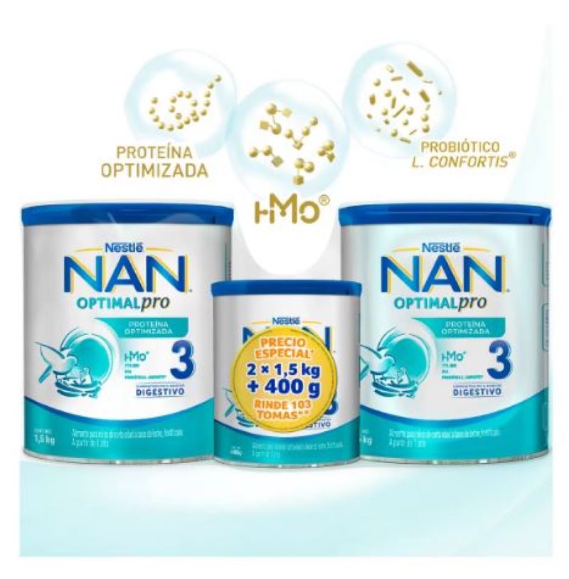Formula para Bebe NAN 655239 Optipro 3 (2 latas de 1.5 kg c/u + 400g)