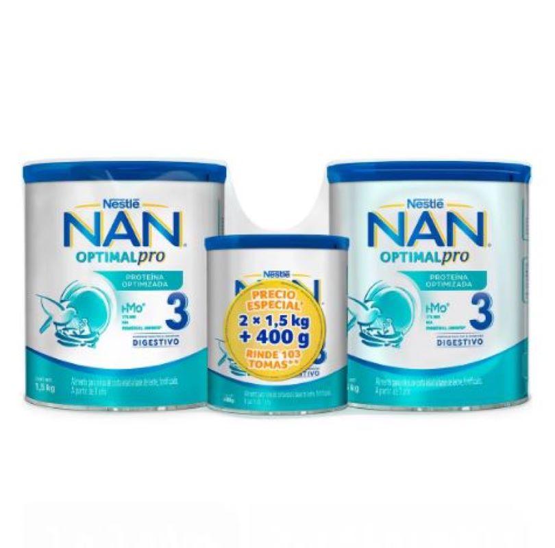 Formula para Bebe NAN 655239 Optipro 3 (2 latas de 1.5 kg c/u + 400g)