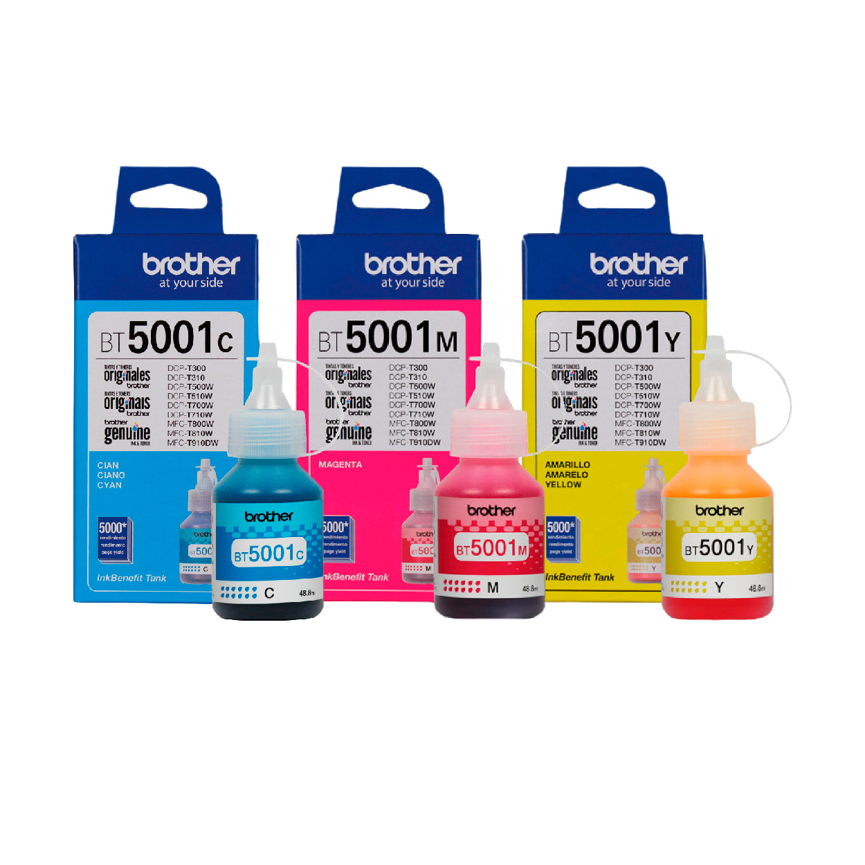 Kit De 3 Tintas Originales Brother - Bt5001 Cyan, Magenta, Yellow
