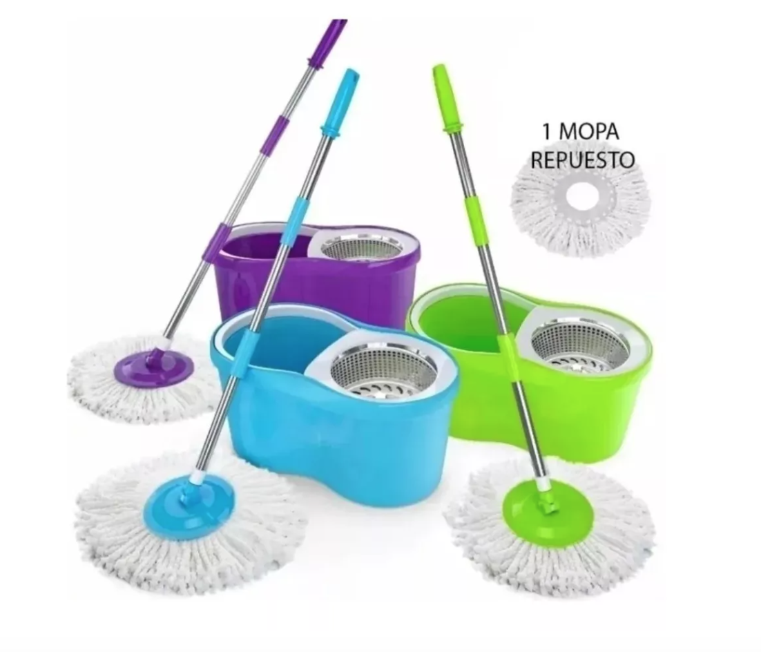 Trapeador Mágico Mop Cubeta 360 grados Microfibra Giratorio