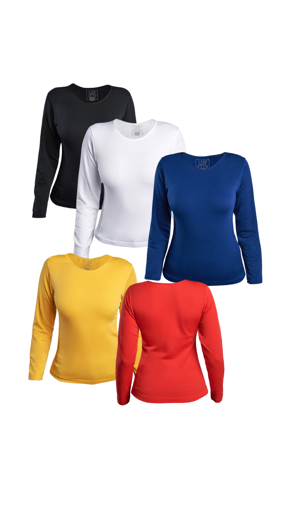 Paquete de 5 Blusas Termicas Para Mujer Manga Larga Afelpada Chili Beans