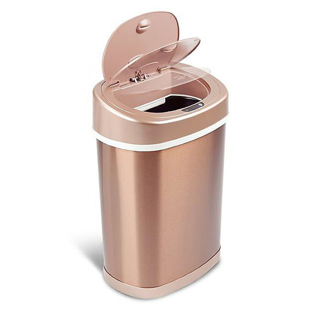 Bote de Basura Inteligente Para Cocina, Baño, Oficina. 15 Litros, Acero Inoxidable. Con Cubo Interior y Tapa Automática con Sensor de Movimiento. Color Dorado.