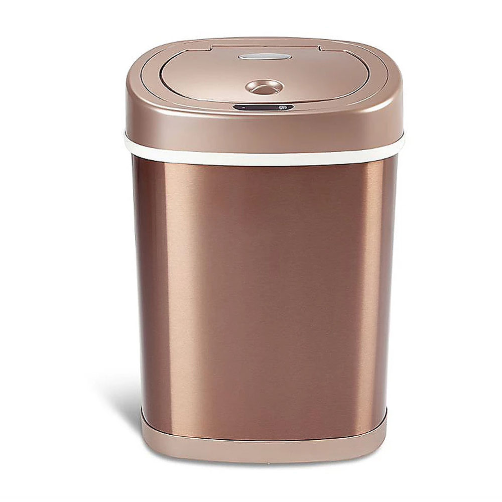 Bote de Basura Inteligente Para Cocina, Baño, Oficina. 15 Litros, Acero Inoxidable. Con Cubo Interior y Tapa Automática con Sensor de Movimiento. Color Dorado.