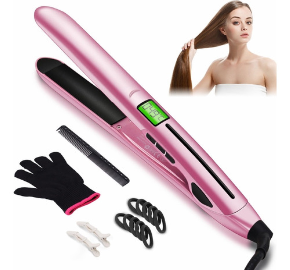 Plancha Para Cabello Cerámica Rosa
