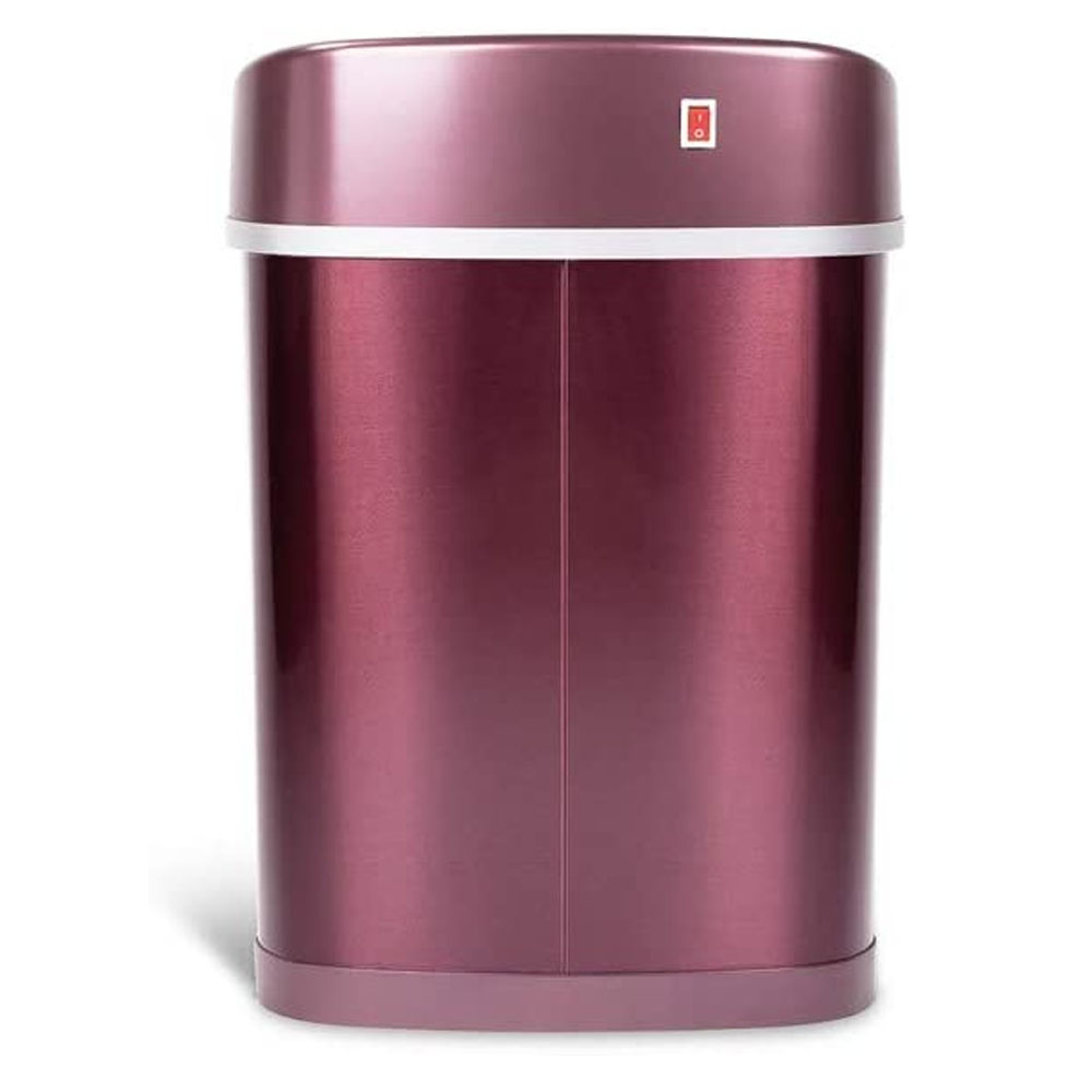 Bote de Basura Inteligente Para Cocina, Baño, Oficina 15 Litros, Acero Inoxidable. Con Tapa Automática de Sensor de Movimiento. Color Burgundi.