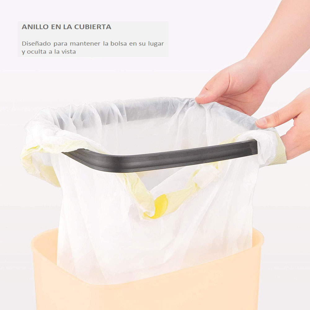 Bote de Basura Inteligente Para Baño, Cocina, Oficina. Chico 12 Litros, con Cubo Interior y Tapa Automática con Sensor de Movimiento. Color Marfil.