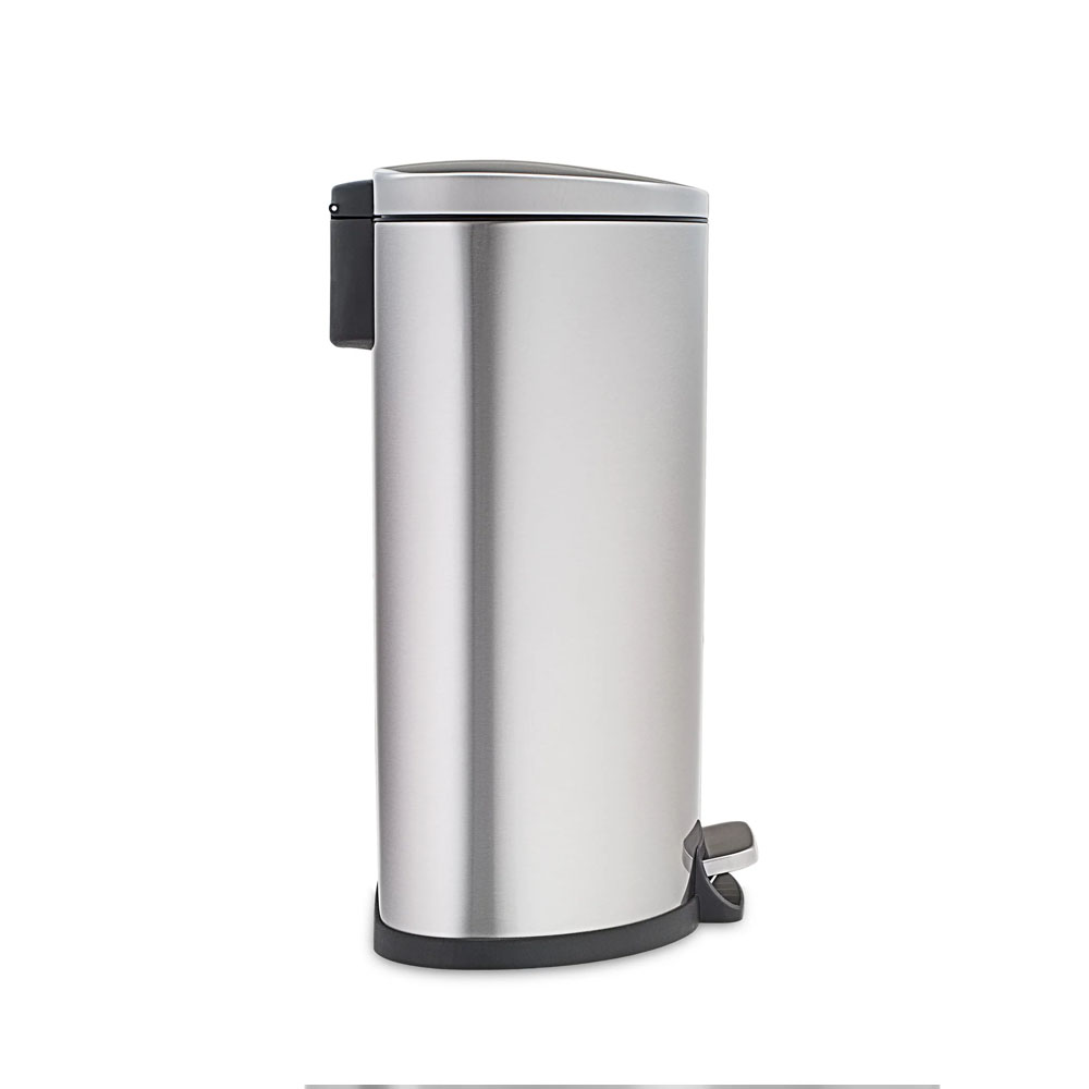 Bote de Basura Grande para Cocina, Baño, Oficina. 50 Litros, Acero Inoxidable. con Cubo Interior, Tapa y Pedal. Semicircular.