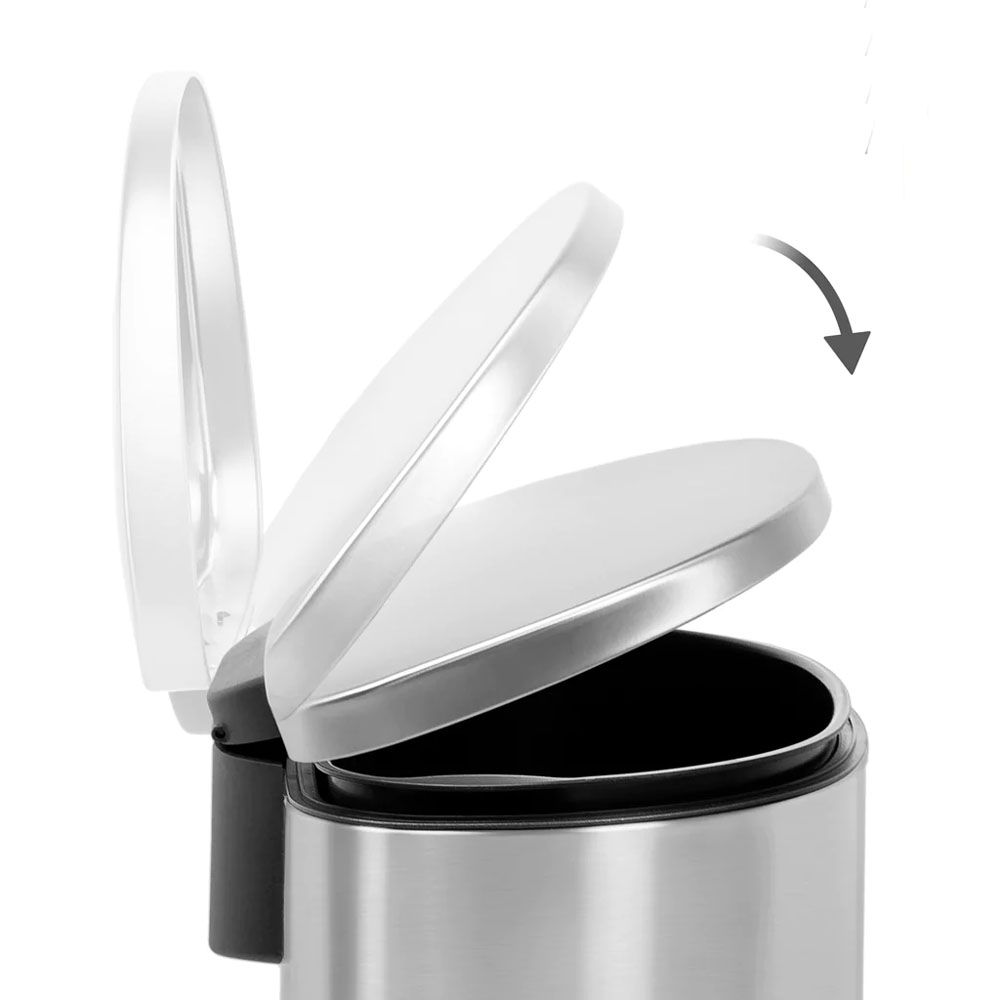 Bote de Basura Grande para Cocina, Baño, Oficina. 50 Litros, Acero Inoxidable. con Cubo Interior, Tapa y Pedal. Semicircular.