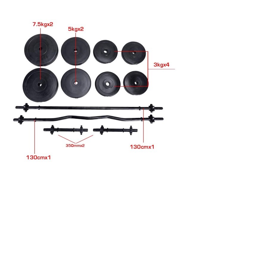 Pesas 40KG Set Con Barras y Discos Athletic Works