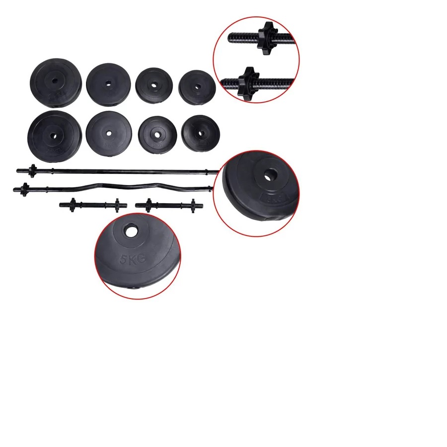 Pesas 40KG Set Con Barras y Discos Athletic Works