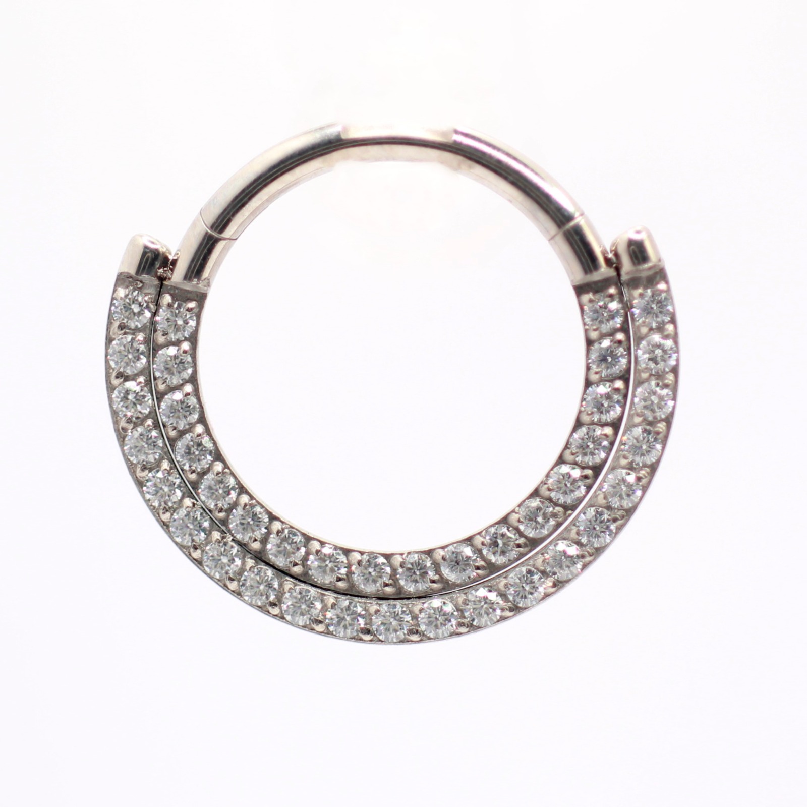 Piercing argolla doble linea zirconia, septum, lobulo