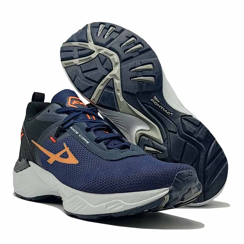 Tenis Pontiac 657 Azul Marino Naranja Hombre Deportivo Running Montaña Correr