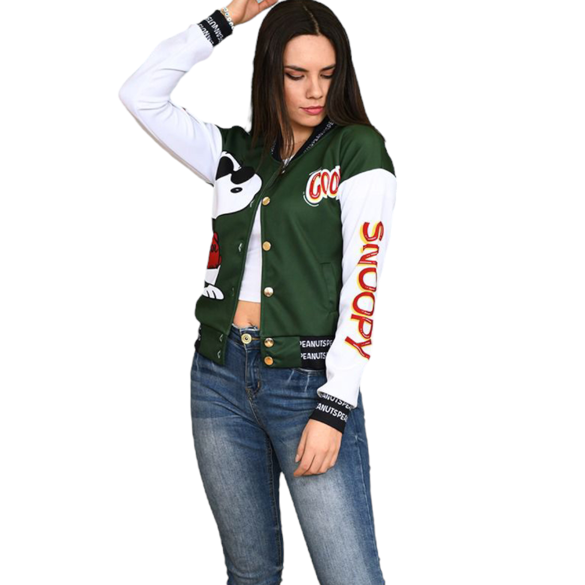 Chamarra Casual Bomber De Mujer Modelo Snoopy